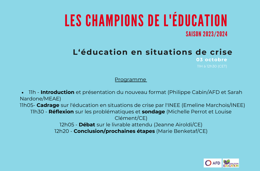 Photo couverture Champions de l'éducation 2023-2024: l'éducation en situation de crises