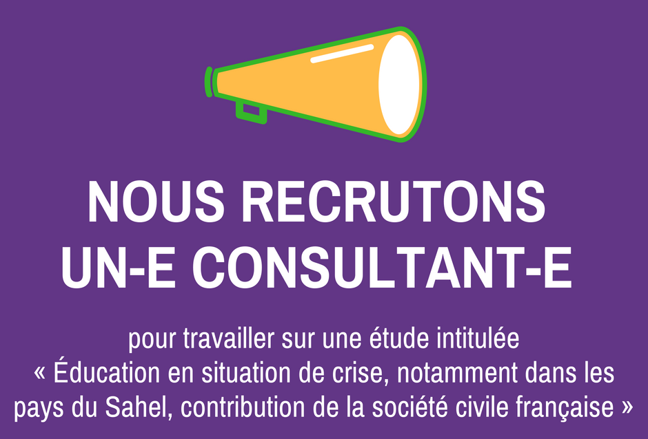 Photo couverture La Coalition Education recrute un-e consultant-e pour l'étude « Éducation en situation de crise, notamment dans les pays du Sahel, contribution de la société civile française »
